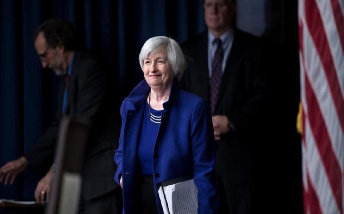 The us senate votes today to appoint janet yellen the first secretary